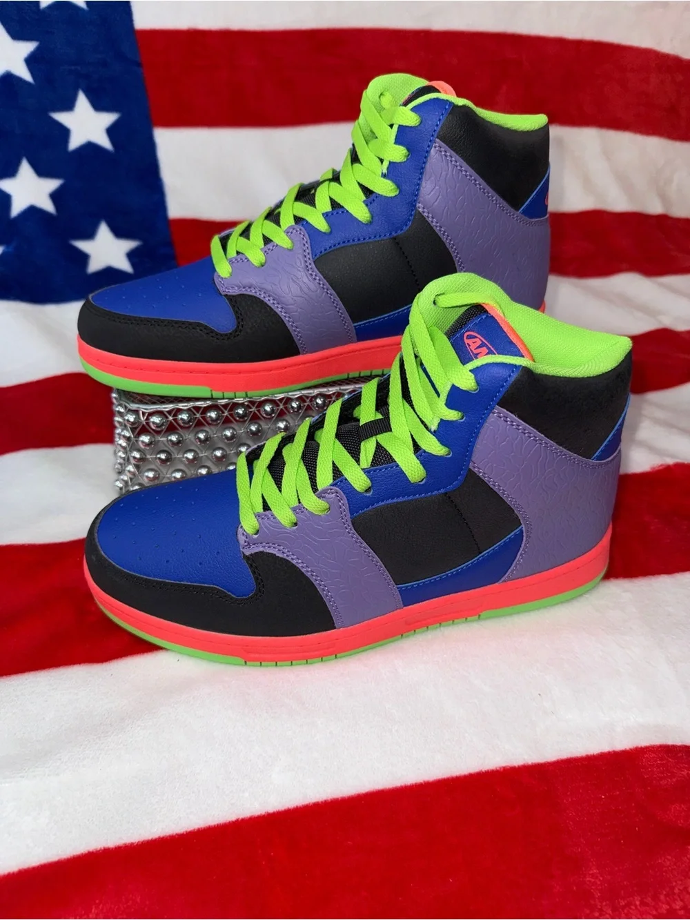 And1 Men’s Basketball Shoes - Blue, Purple & Neon Green Accents